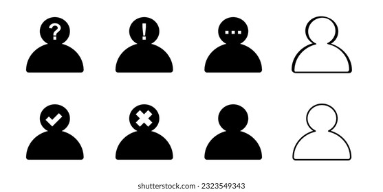 Profile with checkmark icon. Account, profile, customer care and information. Call center operator sign. Support and help service. Account sign. Add member. Add new use. Avatar check symbol. Hiring
