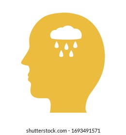 profile with cloud rainy mental health silhouette style icon vector illustration design