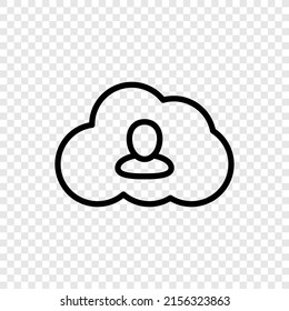 Profile, cloud simple icon vector. Flat design. Transparent grid.