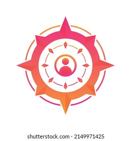 profile compass gradient logo design template icon