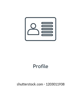 Profile concept line icon. Linear Profile concept outline symbol design. This simple element illustration can be used for web and mobile UI/UX.