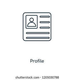 Profile concept line icon. Linear Profile concept outline symbol design. This simple element illustration can be used for web and mobile UI/UX.