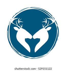 profile deer animal icon inside blue circle over white background. hipster style design. vector illustration