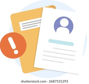 Profile document with folder and red notification alert mark.