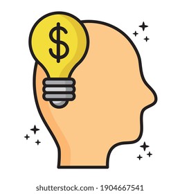 profile with dollar symbol in bulb light icon vector illustration design