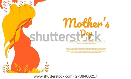 profile of expectant mother on white background with botanical elements and flowers