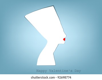 Profile of a female with red lips.