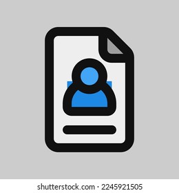 Profile file icon in filled line style, use for website mobile app presentation