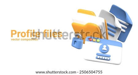Profile files concept. User personal information. Closed data, protected access