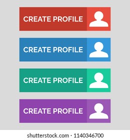 Profile flat buttons on grey background. Vector illustration