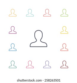 profile flat icons set. Open colorful buttons 