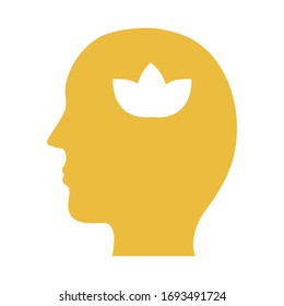 profile with flower mental health silhouette style icon vector illustration design