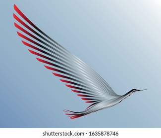 
Profile of a flying bird in the sky.