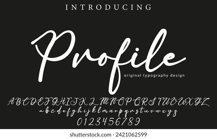 Profile Font Stylish brush painted an uppercase vector letters, alphabet, typeface