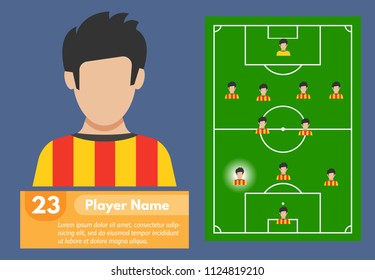 Profile of the football player and his place on the football field. Vector illustration
