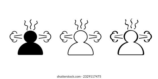 Profile with frustrated angry person. Swearing aggressive pose, anger, rage or anxiety. Angry man expressing. Bad emotion and computer or broken pc. Unhappy, enraged, upset or people under stress