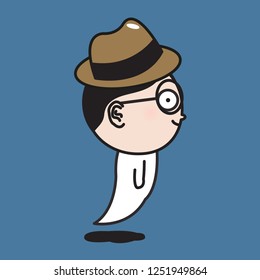 Profile Funny Cute Flying Ghost Boy Is Ready For Spooky Halloween Concept Card Character illustration