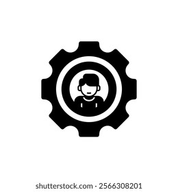 Profile with Gear Glyph Icon. linear style sign for mobile concept and web design. Outline vector icon.