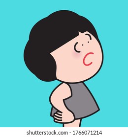 Profile Girl With Amazed Surprised Confused Face Concept Card Character illustration