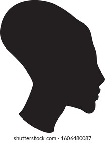 Profile of a girl with an elongated skull in the Egyptian style. Sign, silhouette. Vector.