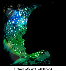 Profile of girl face . Vector