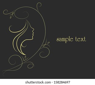 profile of girl and floral pattern for the vector