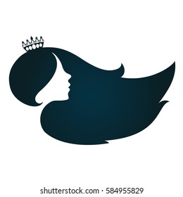 Profile of a girl with hair and a crown of beauty salon