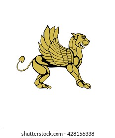 Profile of golden lion griffin
