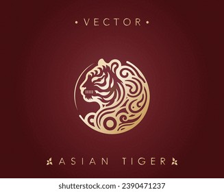  Profile of Golden Tiger in Swirls 