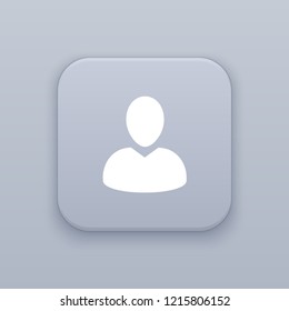 Profile, gray vector button with white icon on gray background