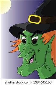 Profile of Halloween witch vector