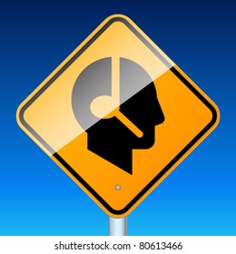 Profile with handsfree. High-detailed vector sign