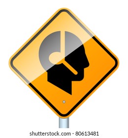 Profile with handsfree. High-detailed vector sign isolated on white background