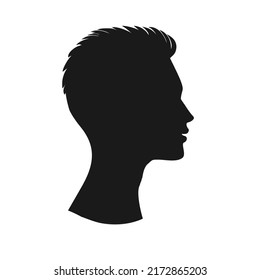 Profile of a handsome young man with a short haircut .Silhouette of a beautiful male head.Default avatar profile.EPS10.