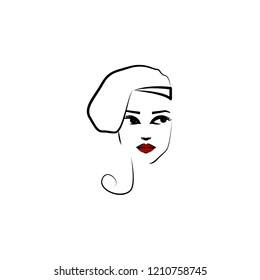 Profile hat, girl icon. Element of beautiful girl in a hat icon for mobile concept and web apps. Thin lin Profile hat, girl icon can be used for web and mobile