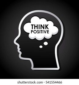 profile head with cloud icon. think positive design. vector illustration
