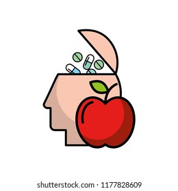 profile head filled pills medication food healthcare
