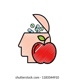 profile head filled pills medication food healthcare