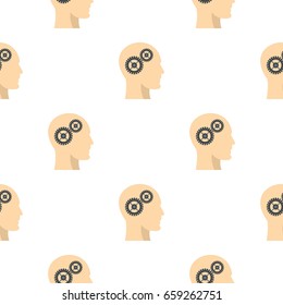 Profile of the head with gears inside pattern seamless for any design vector illustration