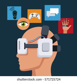 profile head with headset virtual reality items