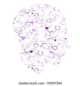 Profile head with hearts. Love icon, vector
Isolated on white