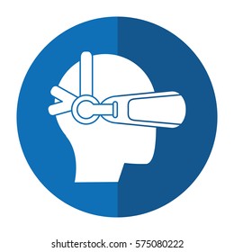 profile head with helmet virtual reality shadow