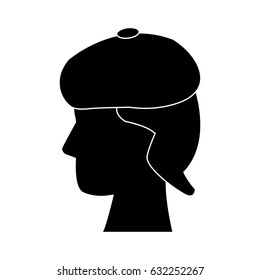profile head human with hat silhouette