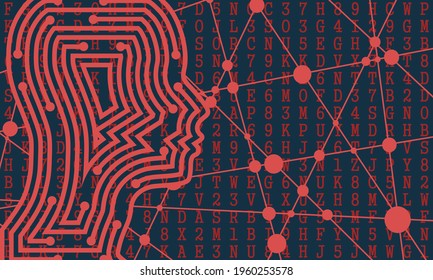 Profile of the head of a man. Bio technology