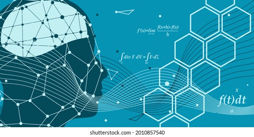 Profile of the head of a man. Brochure template