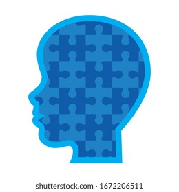 cabeza de perfil con piezas de rompecabezas diseño de ilustración vectorial