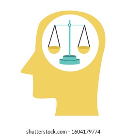 profile head with scale icon over white background, vector illustration