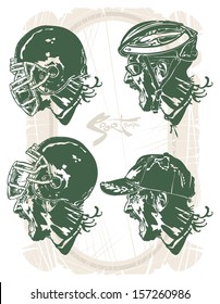Profile of head screaming athlete, vector