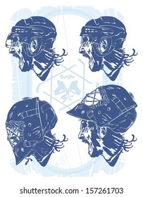 Profile of head screaming hockey, vector