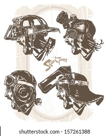 Profile of head screaming working, vector